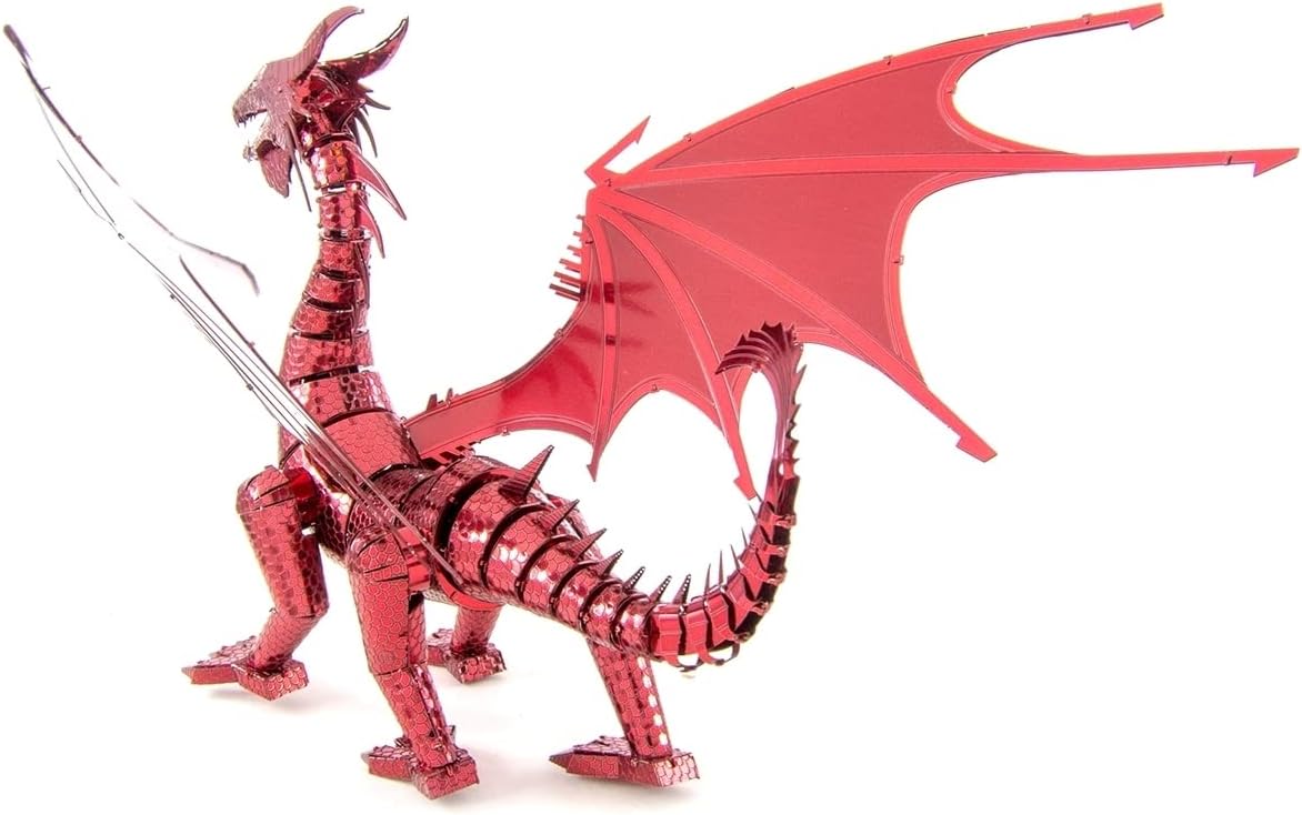 Metal Earth Fascinations Premium Series Red Dragon 3D Metal Model Kit Bundle with Tweezers