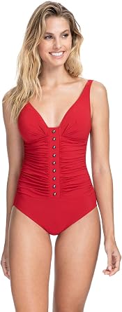 Profile by Gottex Women's Center Detail V-Neck Cup Sized One Piece Swimsuit