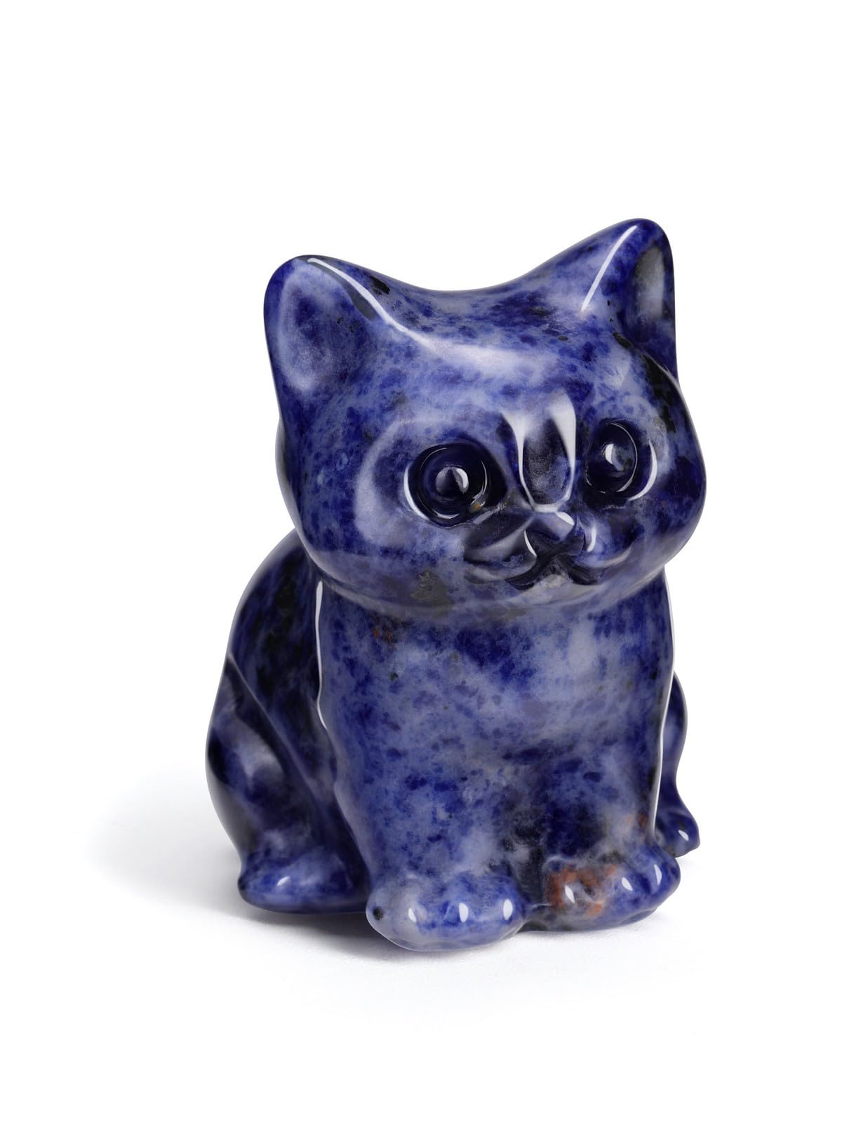 JSDDE Sodalite Crystal Cat Figurine for Lovers - Cute Gemstone Ornaments, Healing Crystals Statue Gifts