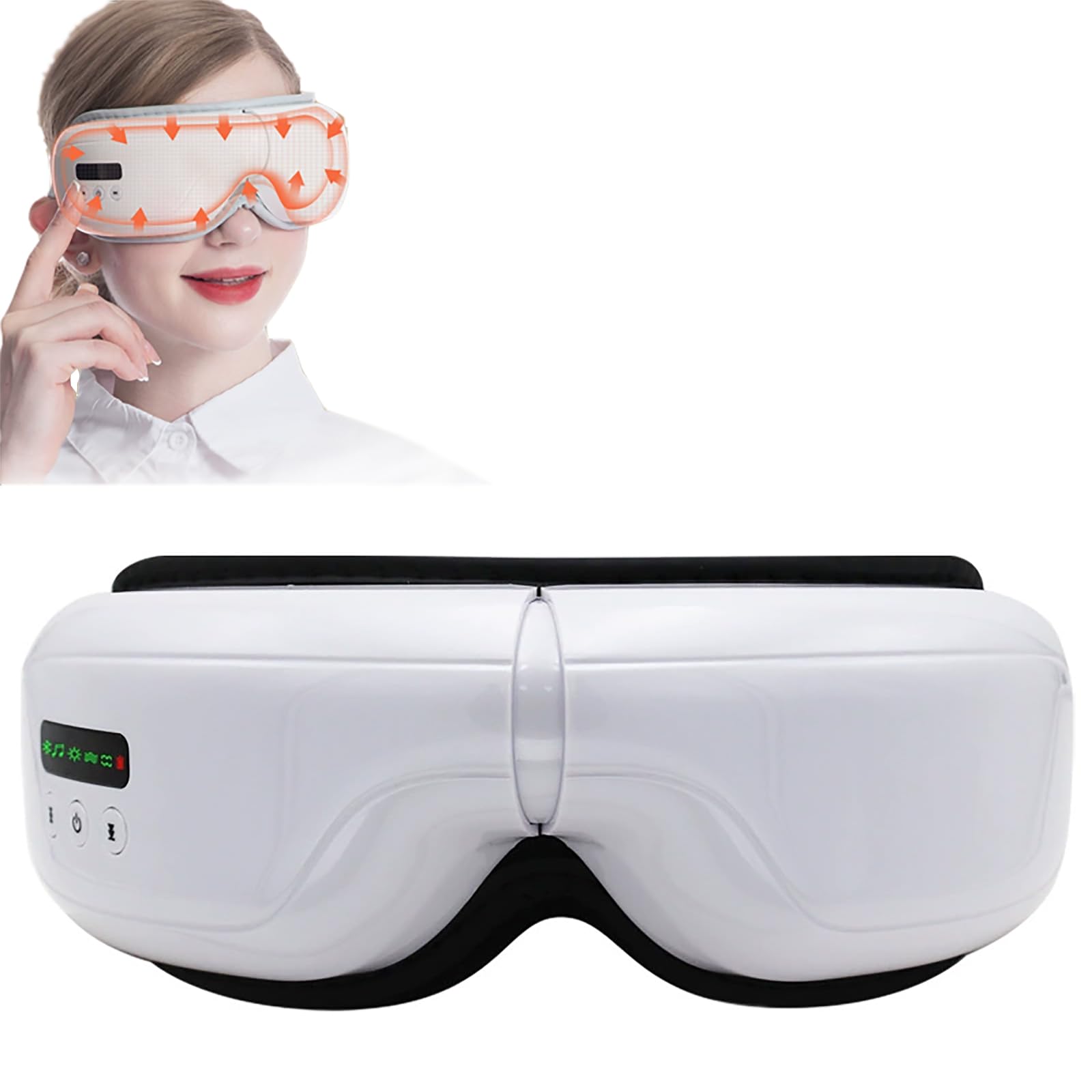 Masajeador Eléctrico De Ojos, Dispositivo Inteligente De Cuidado De Ojos De Compresa Caliente con Presión De Aire Inteligente Y Función De Calor a Temperatura Constante, Plegable 180