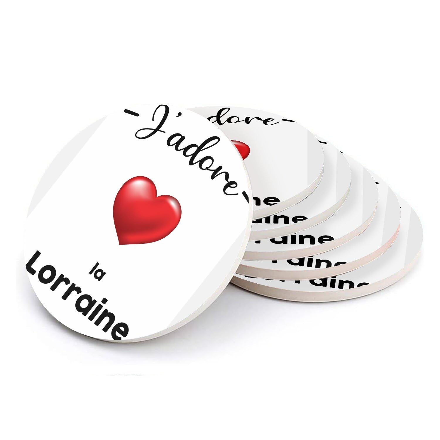 Sous-verre ronds en céramique J'adore La Lorraine Metz Lot de 6 pour table
