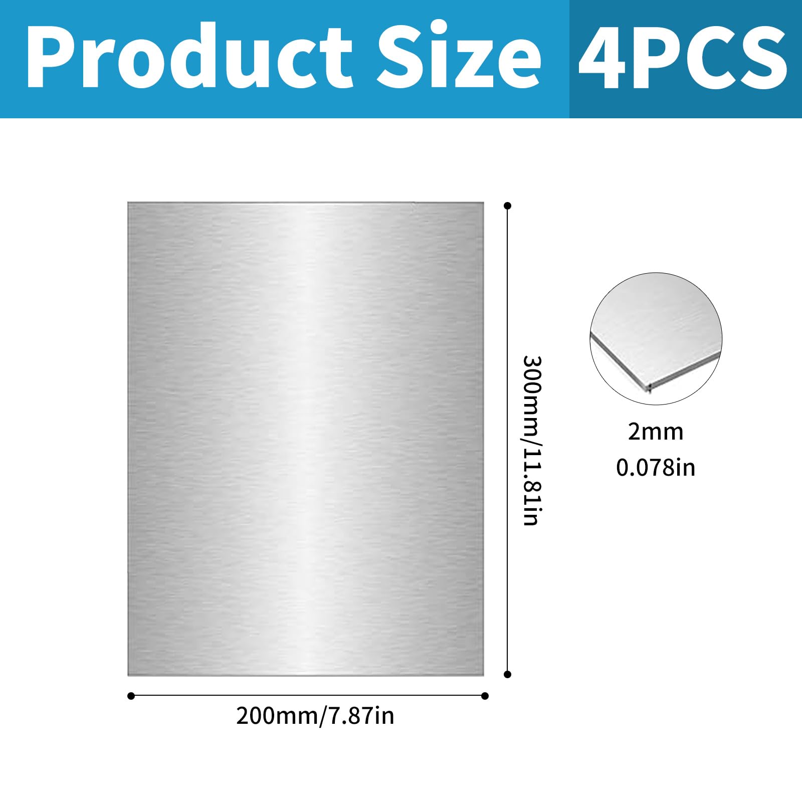 Plaque Aluminium: 4 Pièces 300x200x2mm Tole Aluminium Avec Film Protecteur pour Modélisme, DIY et Industrie