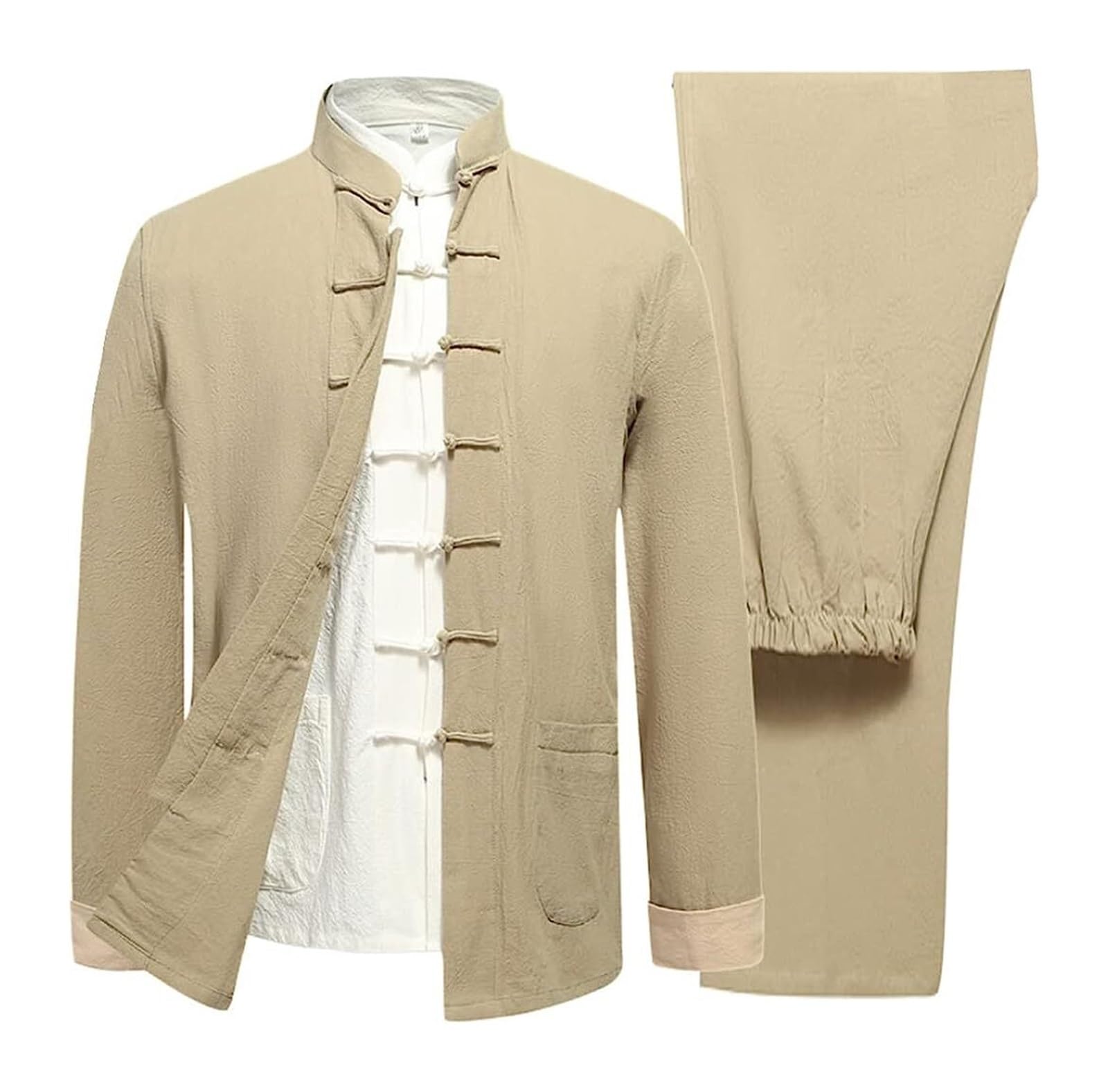 Uniforme Tai Chi Coton Lin Hommes Vêtements Traditionnels Chinois Manches Longues Costume Tang Hanfu Arts Martiaux Tenues Tai-chi