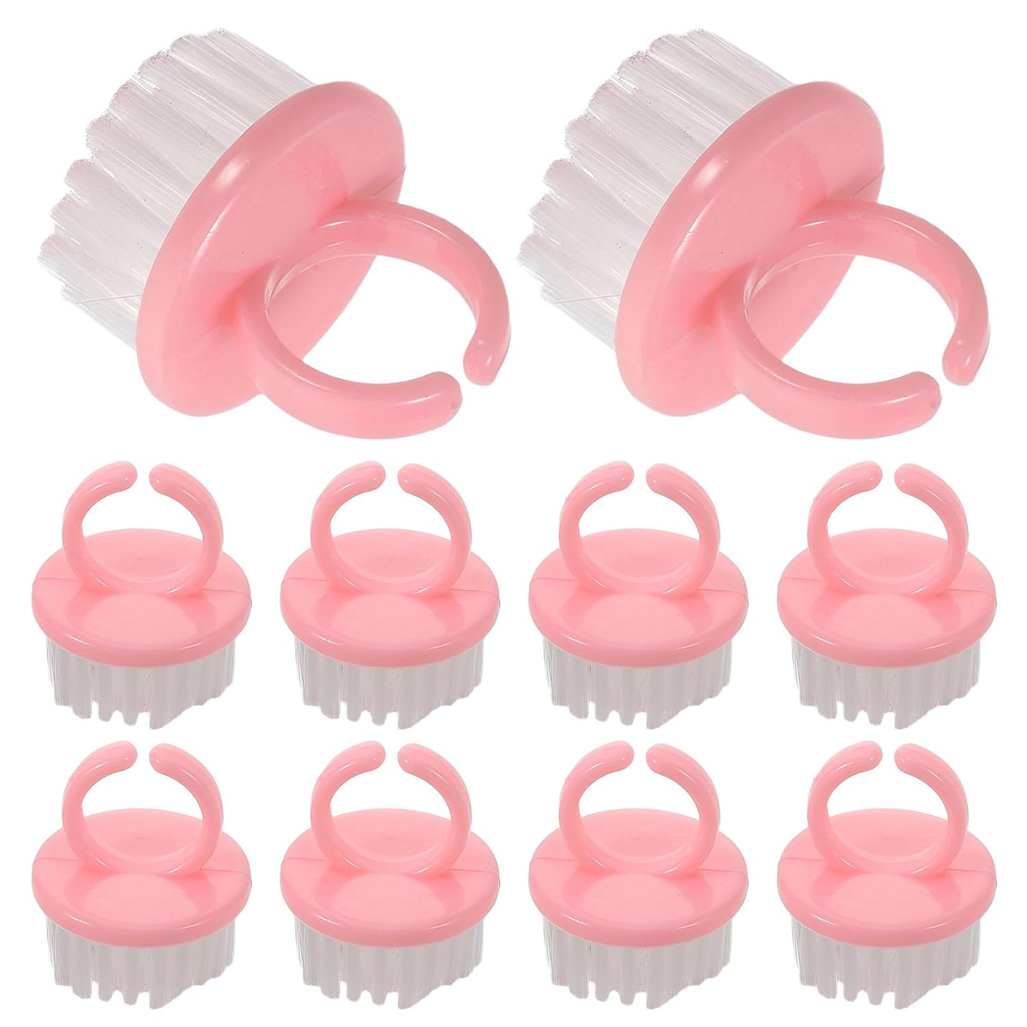 Generic 10pcs Ring Shaped Nail Brush for Cleaning Nails and Jewelry with Easy Handle Grip and Gentle Polystyrene Bristles Portable Dust Cleaning Tool for Manicure