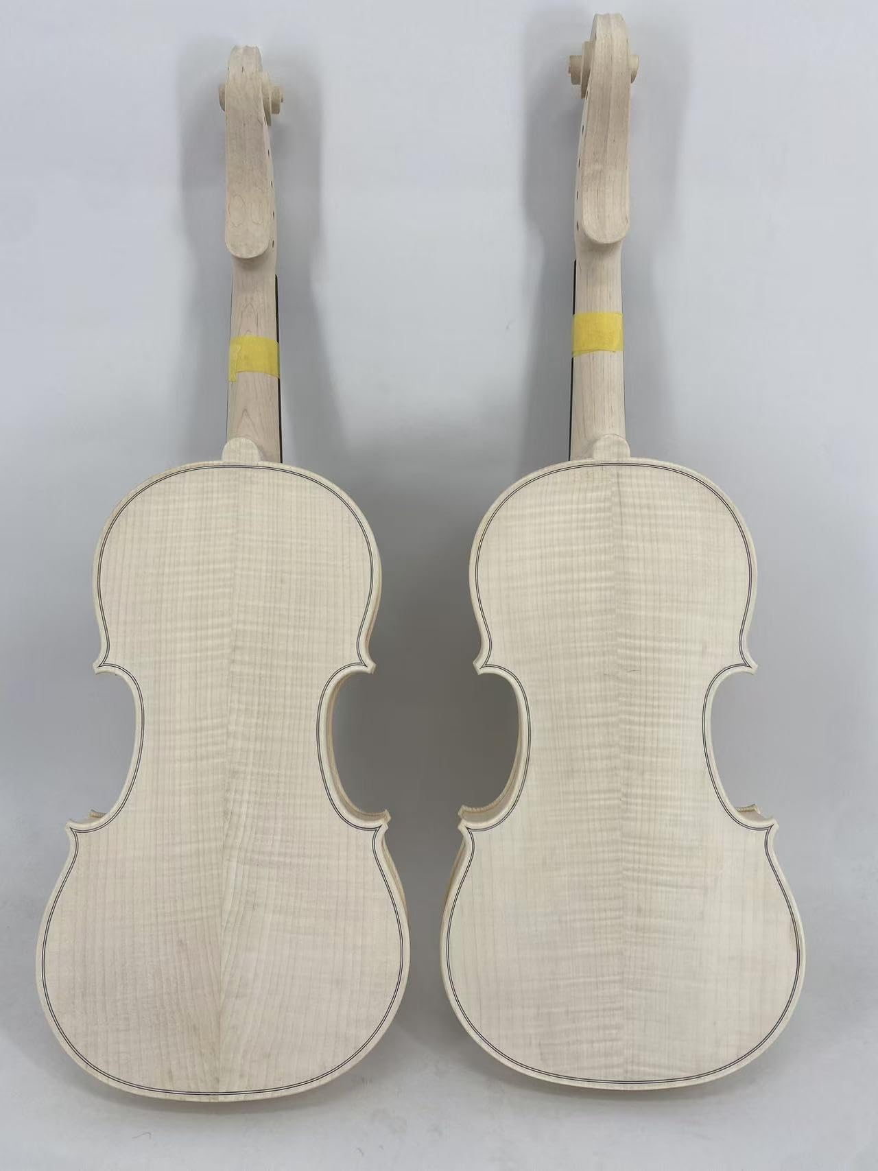 Yinfente Violín blanco hecho a mano 4/4 de tamaño completo, parte trasera y laterales de arce de llama, violín acústico de 4 cuerdas, para estudiantes, principiantes sin terminar (Guarneri)
