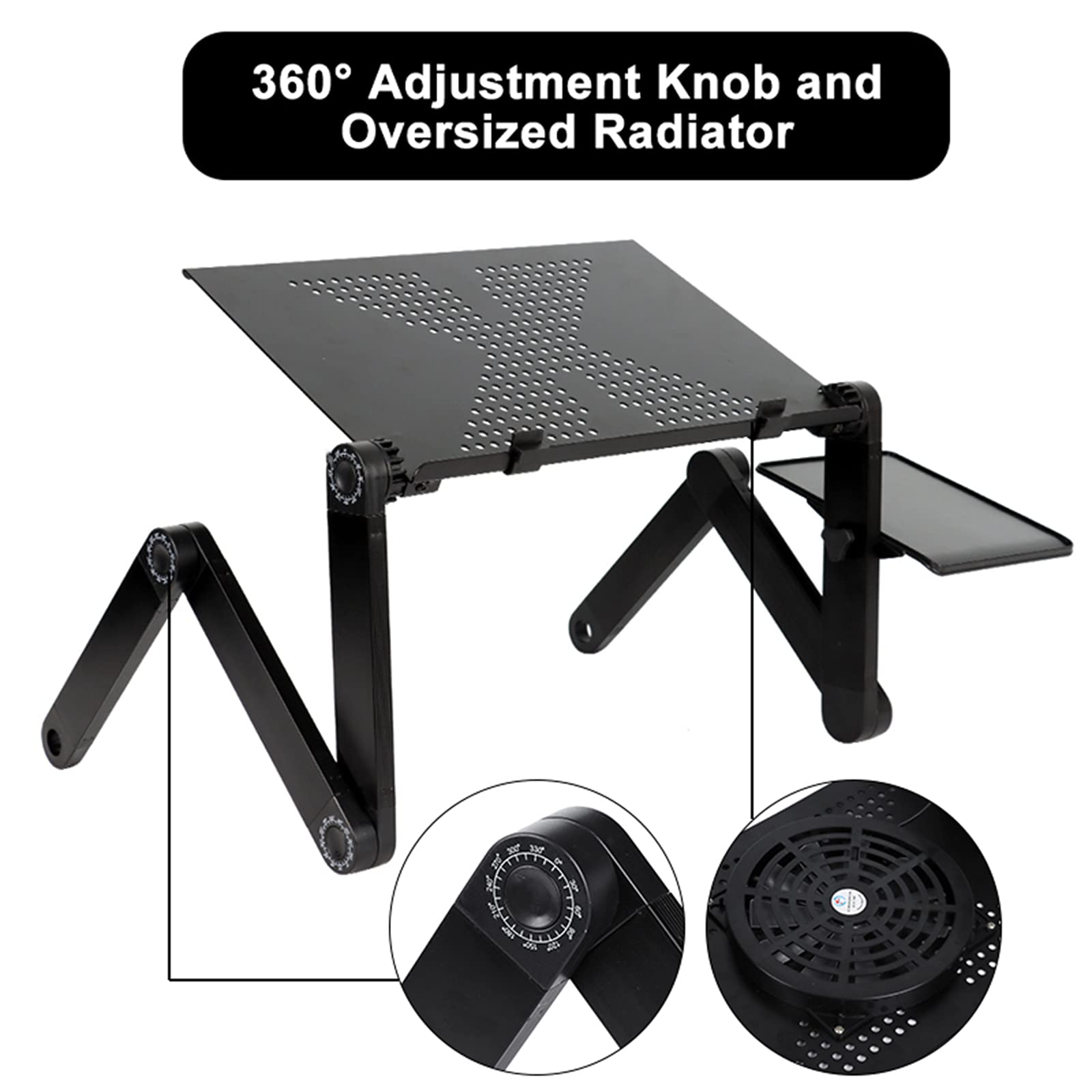 Scrivania per Laptop Regolabile in Alluminio Supporto da Tavolo Ergonomico Portatile Supporto da Tavolo per Notebook con Tappetino per Mouse,