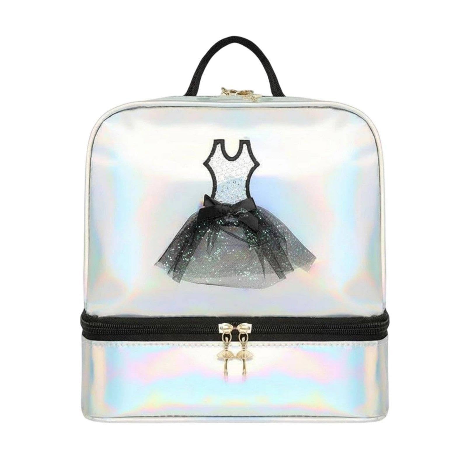 Holographic Backpack Cute Design Ballerina Dance Bag Adjustable Straps Girls Ballet Bag for Dancers, Ballerinas, School Silver-image-37