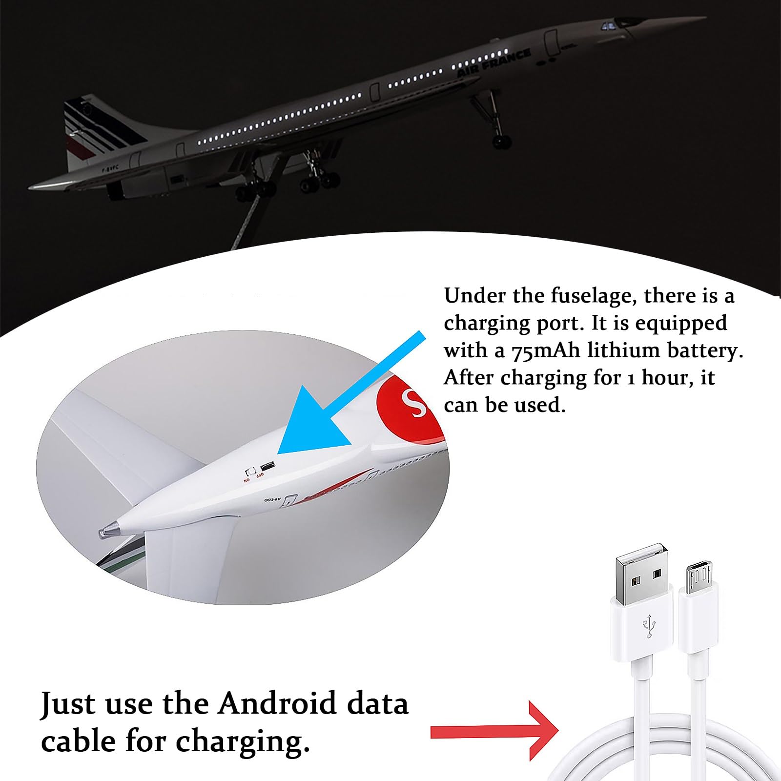 Amazon.co.jp: エールフランス製コンコルド模型飛行機 - 19.7インチ