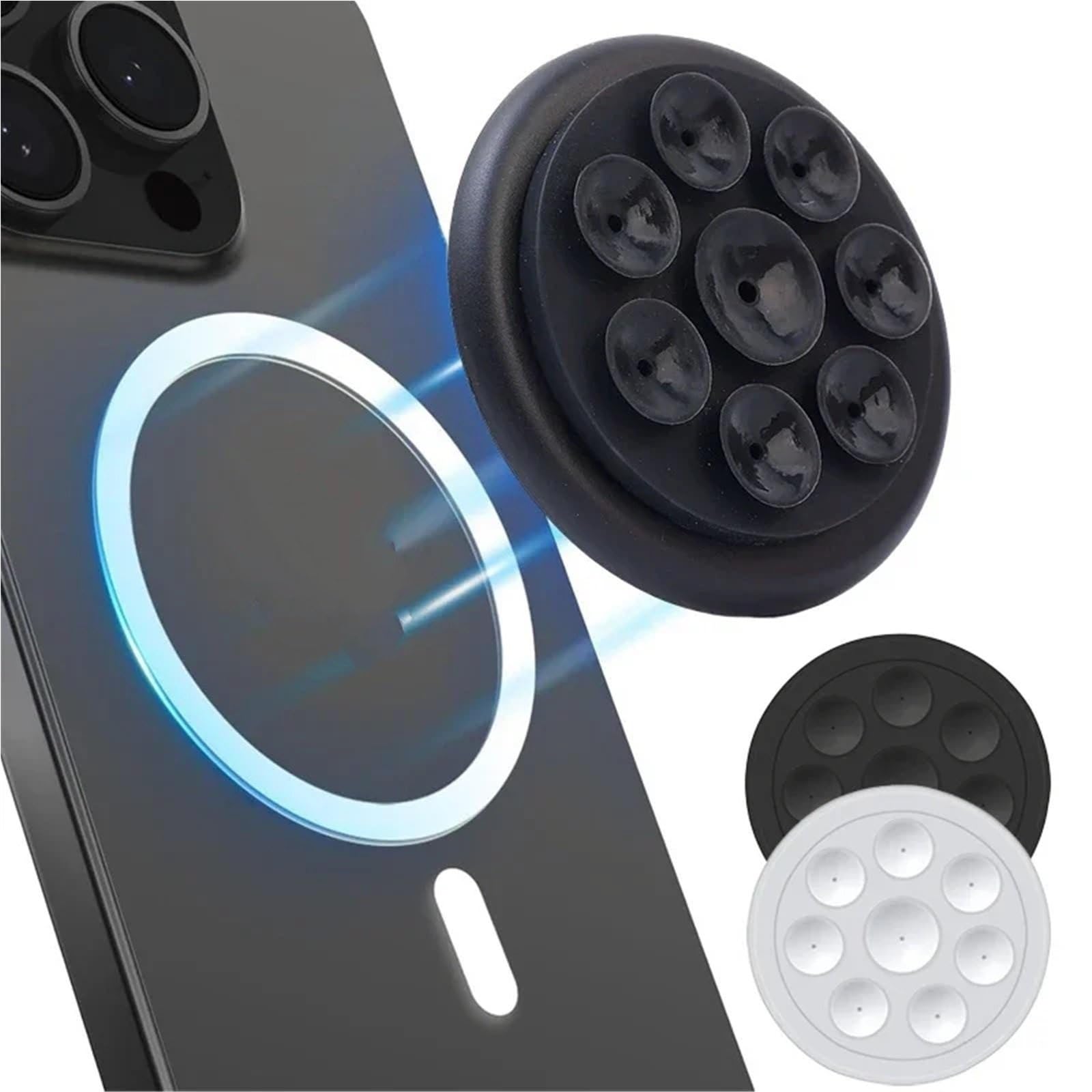 Accesorios Coche Supporto Telefono Auto Supporto per telefono magnetico a ventosa in silicone per supporto per telefono a mani libere antiscivolo compatibile con la custodia del telefono(White)