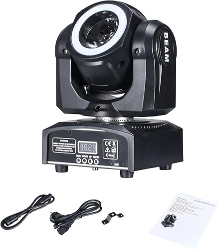 Miniatura 7 de Luces de cabeza móvil de 60 W, luces LED de escenario, haz RGBW, tira de ciclo de halo para DJ, activación de sonido DMX 512 para eventos, fiestas,