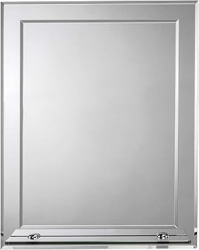Croydex Rydal Rectangular Mirror with Shelf and Hang N Lock Fitting System, 500 x 400 x 120mm