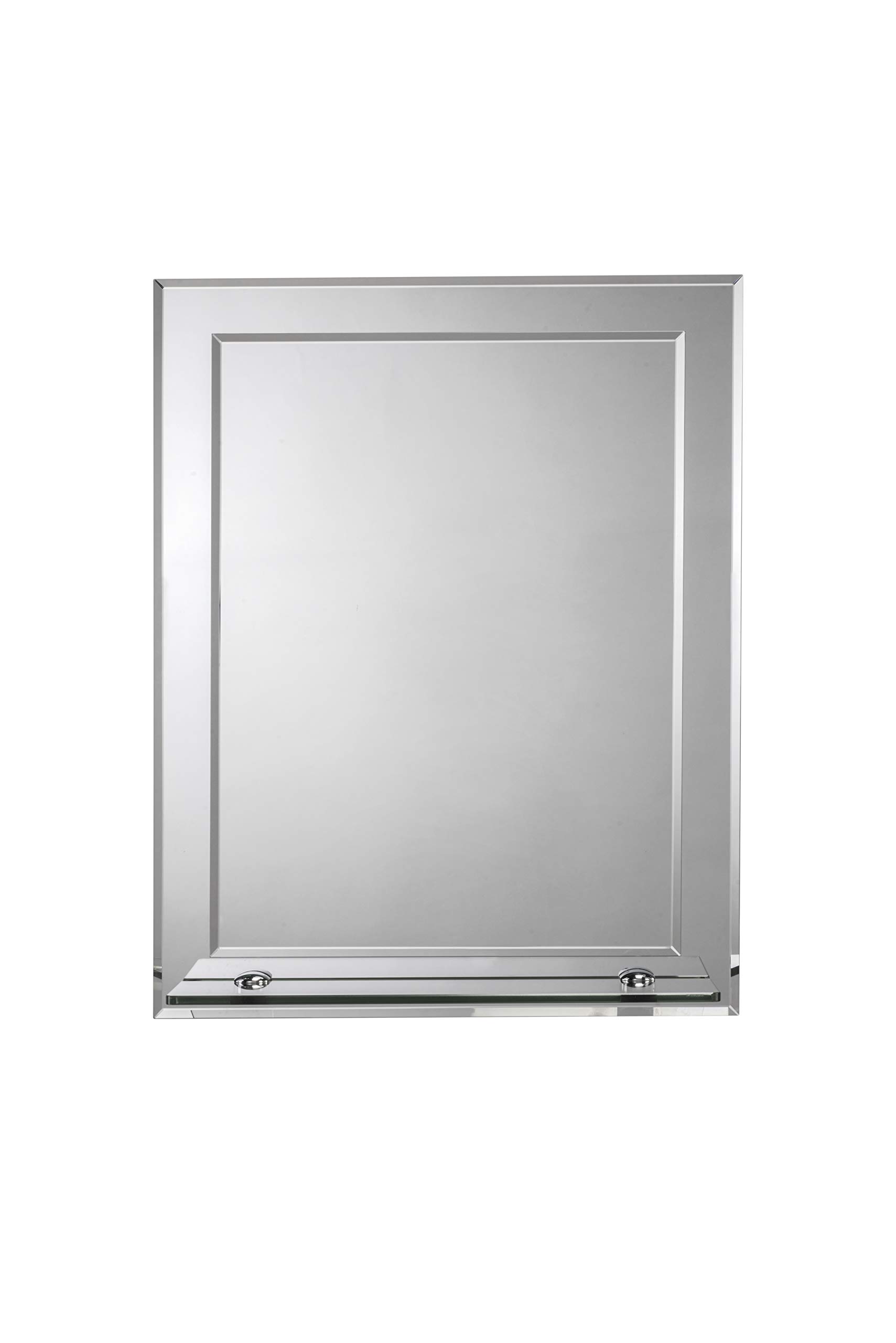 Croydex Rydal Rectangular Mirror with Shelf and Hang N Lock Fitting System, 500 x 400 x 120mm