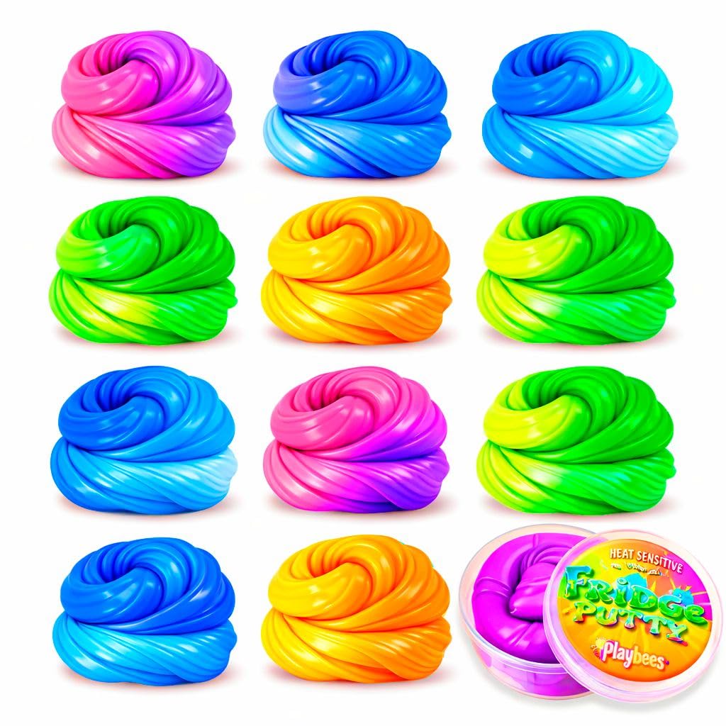 Color Changing Therapy Putty 12 Pack - Silly Mini Putty Thinking Slime for Sensory Play, Educational Games, Fidget Putty 8-15 - Heat Sensitive Magical Color Shifts - Slime Favors 0.5 Oz