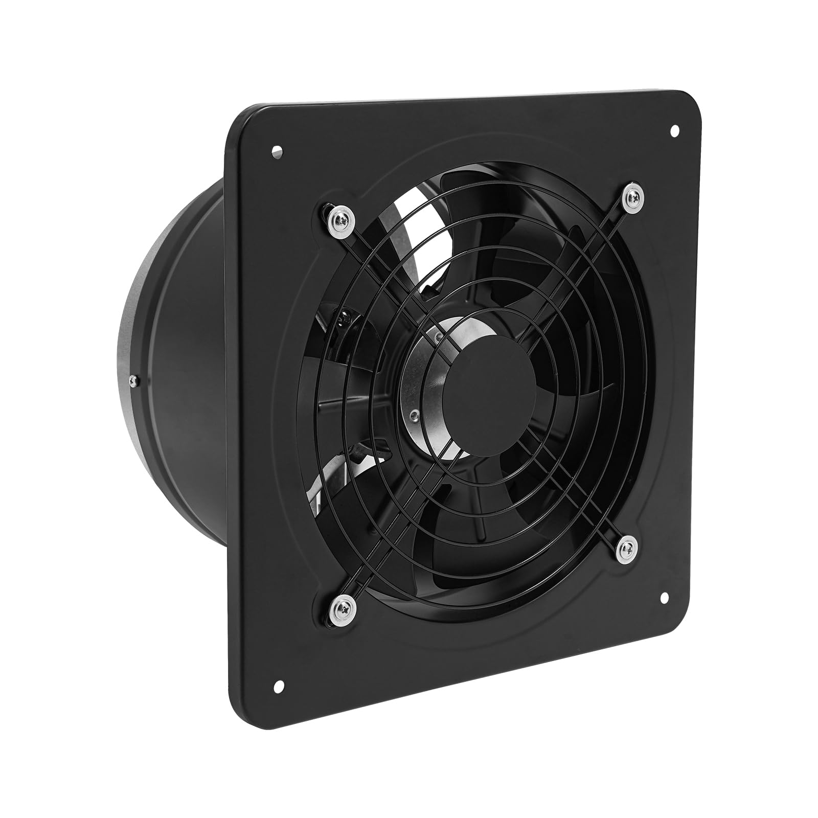 Abluftventilator 250mm, 1260m³/h Badlüfter mit Rücklaufklappe, 2600 U/min Wandventilator für Küche Badezimmer Garage, Schwarz