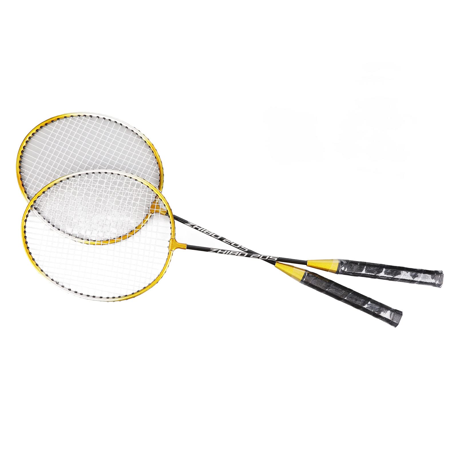 Set di Racchette da Badminton in Lega di Ferro Leggera per Allenamento Elementare 2 unità Color Oro con Impugnatura Antiscivolo