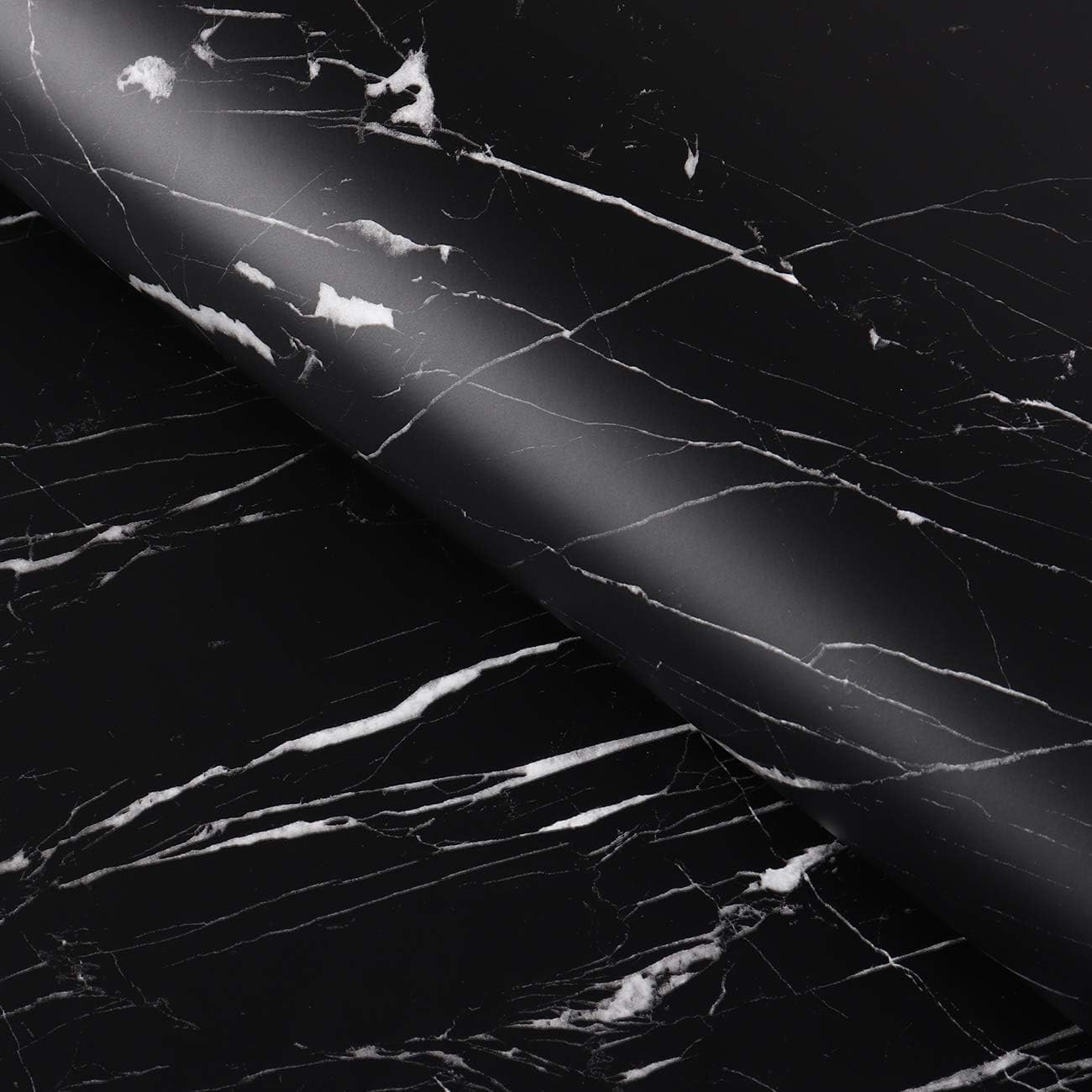 FunStick 90 cm x 5 m Marble Film Self-Adhesive Black Furniture Film Kitchen Self-Adhesive Black Decorative Film Self-Adhesive for Furniture Table Kitchen Cabinets Marble Look Adhesive Film Wall — image 1