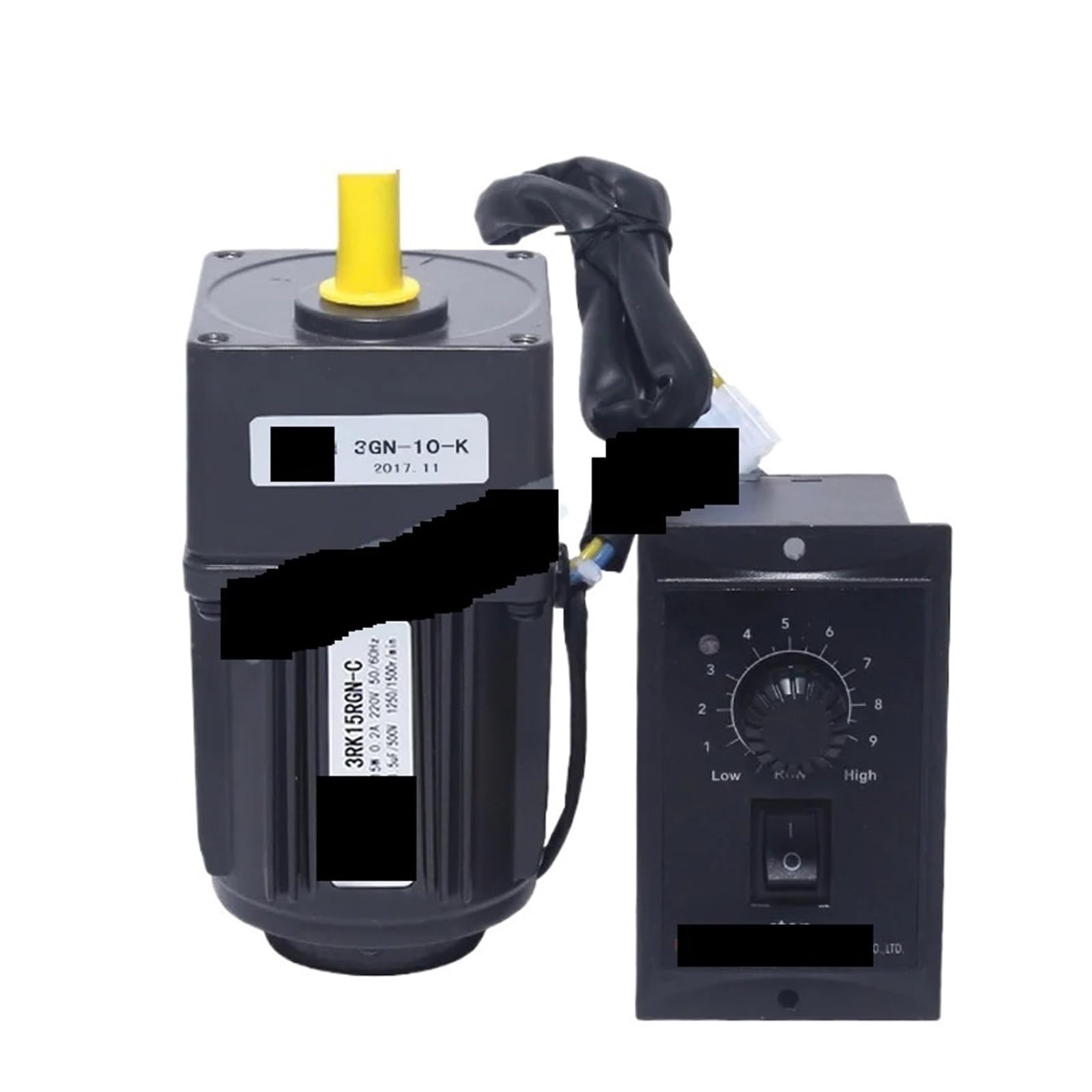 Motor asíncrono 3RK15GN-C 220V AC con Engranaje 15W monofásico Eje de 10mm + Controlador Velocidad 50/60hz(7.5K(166rpm))