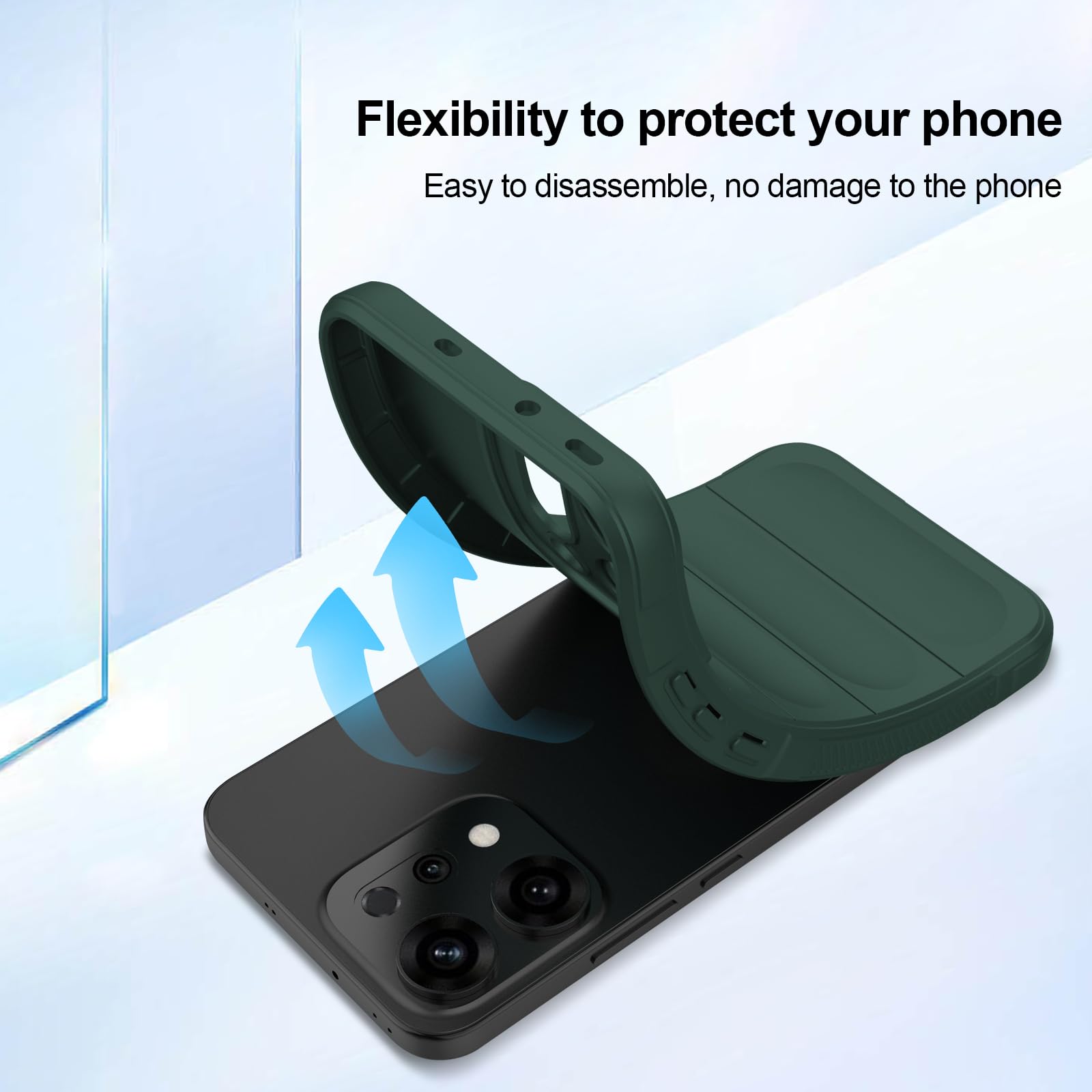 BonYonka Funda para OPPO Reno 14 5G, Case de Silicona Resistente a Golpes y Arañazos, Forro de Microfibra Suave, Funda Integral con Protección para La Cámara, Verde — view 5