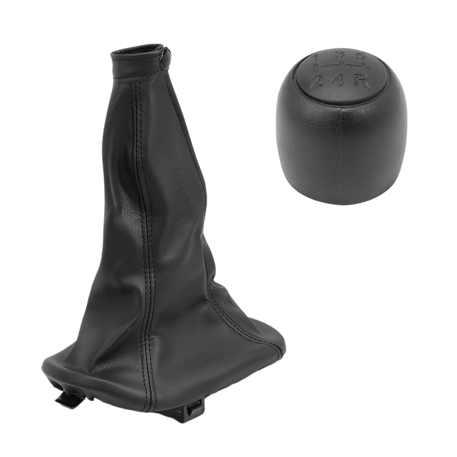 Msioytog 735249804 for Seicento 1998-2010 Car Reverse Gear Shifter Knob and Leather Gaiter Replacement Car Shifter Knob Gaiter Set Reverse Gear and Leather Replacement Set Automotive Accessories Easy