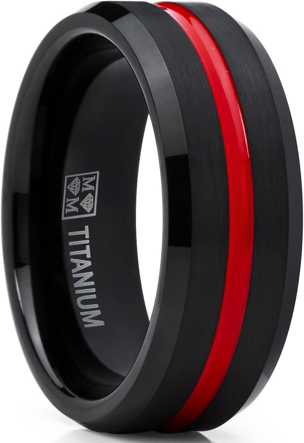 Men's Titanium Ring Wedding Band, Black and Red Egypt Ubuy