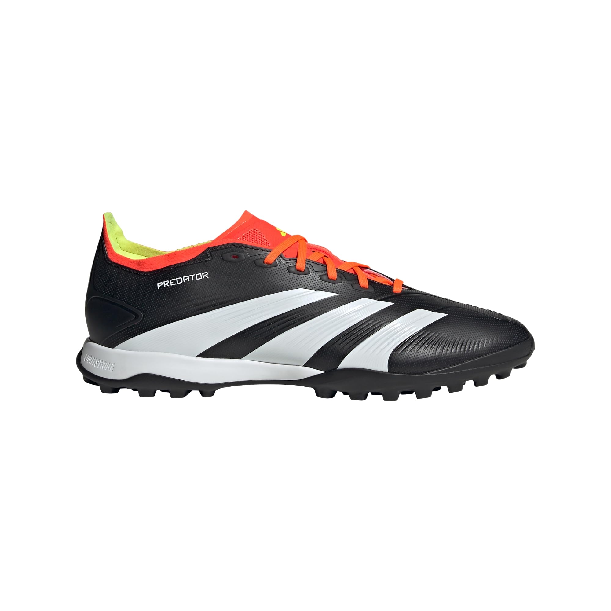 adidas Unisex Predator 24 League Low Turf Sneaker, Black/White/Solar Red, 11.5 US Men