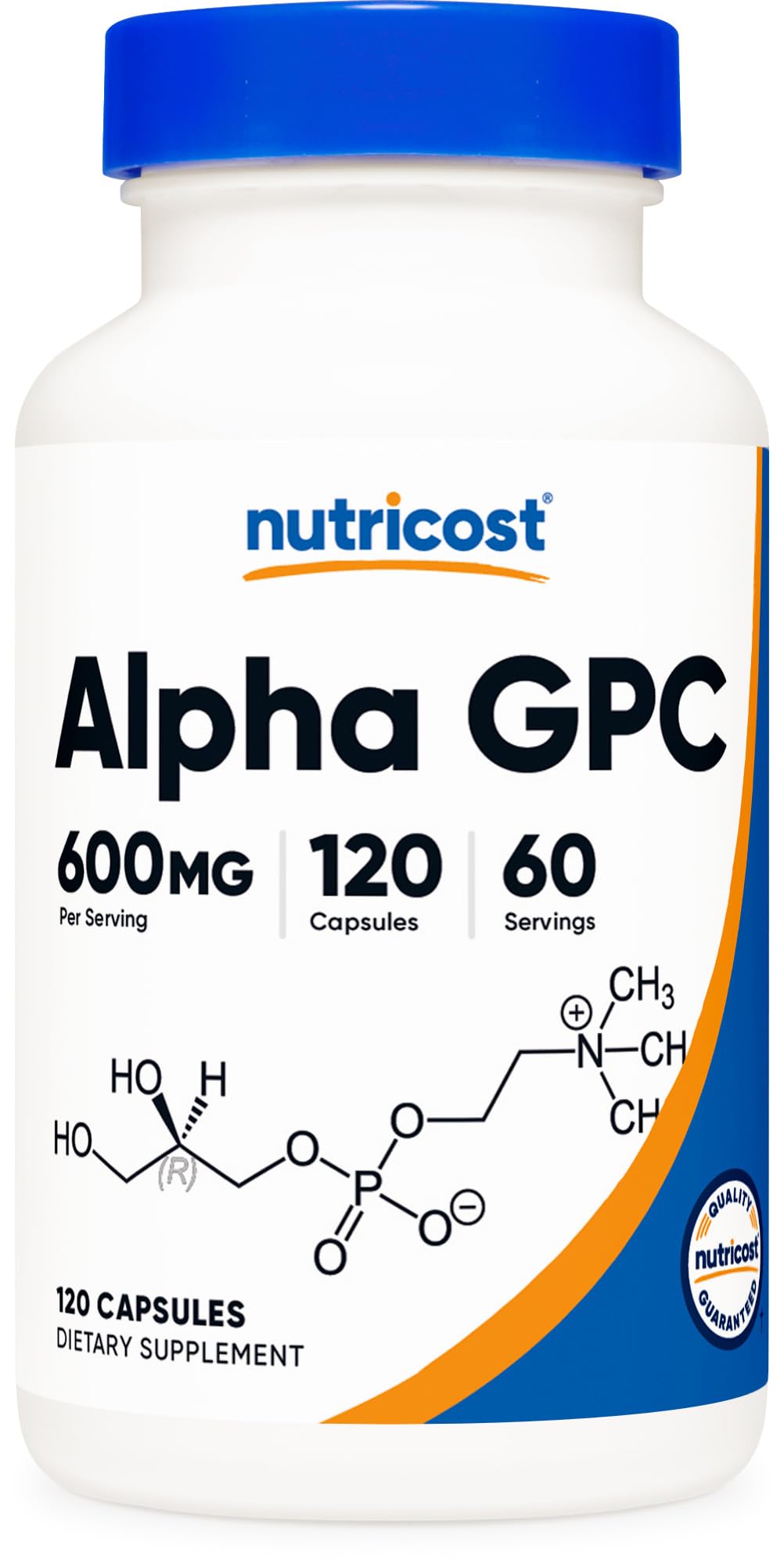 Nutricost Alpha GPC 600mg, Non-GMO and Gluten Free, 300mg Per Capsule (120 Capsules)