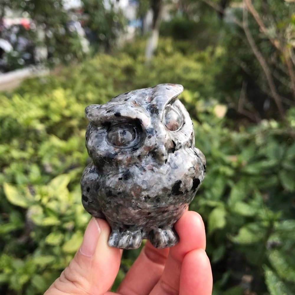 FOPURE Crystal Quartz Flame Stone Owl Lord Hand-Carved Crafts Ornaments Minerals Room Decoration Gifts (Size : 3pcs)