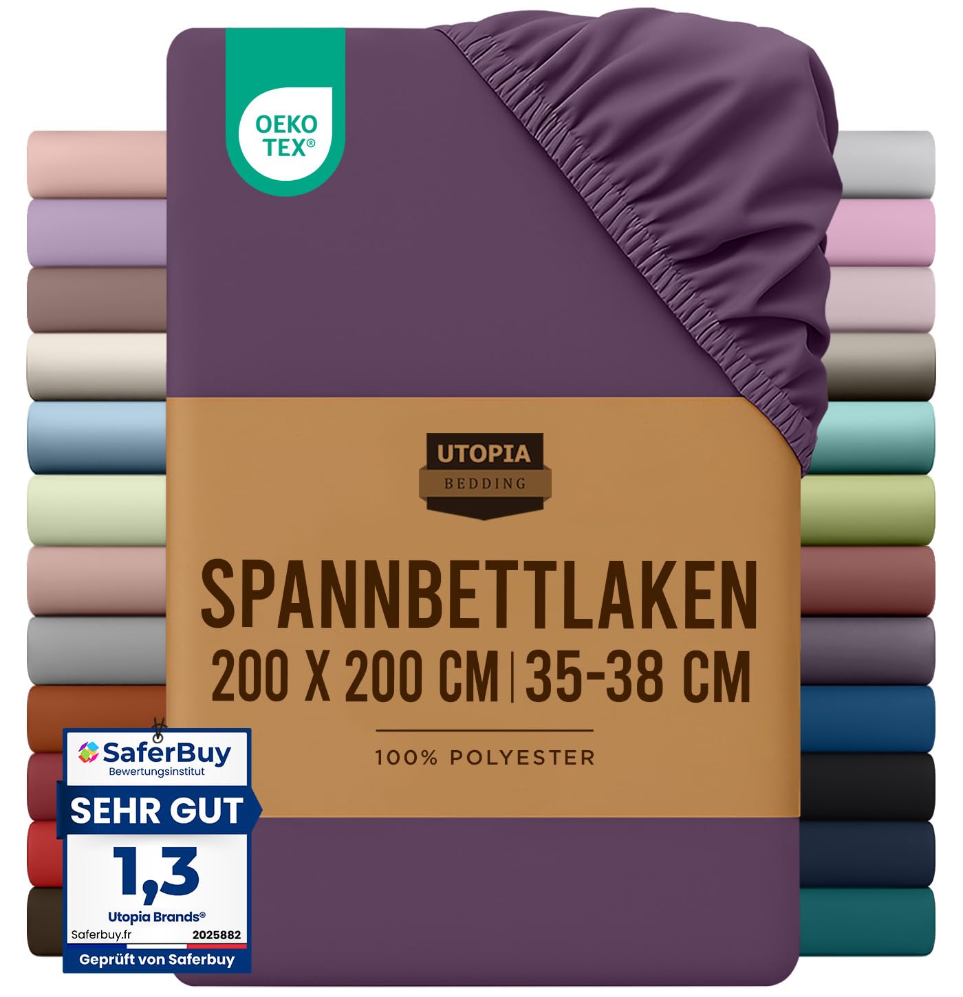Utopia Bedding - Spannbettlaken 200x200cm - Lila