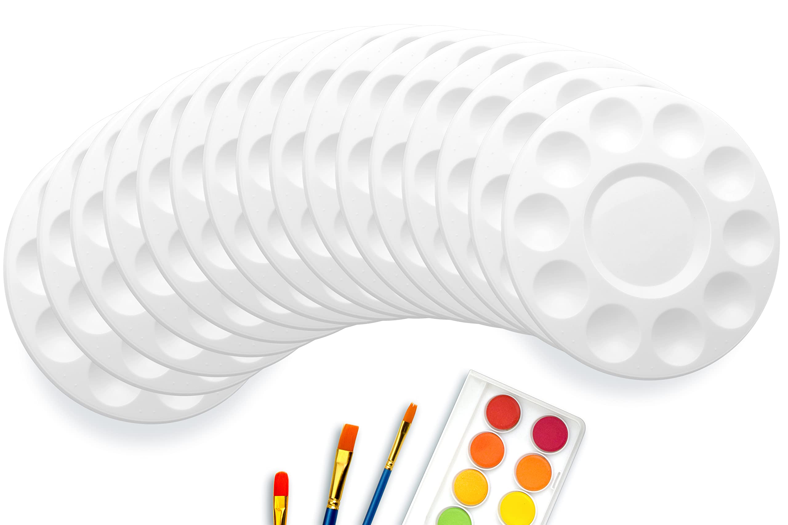 46 szt. palet tacek na farby dla dzieci, plastikowa paleta z 10 dołkami, akrylowa taca na farby artystyczne, paleta dla dzieci, studentów do akrylowego oleju, akwareli, materiały rzemieślnicze
