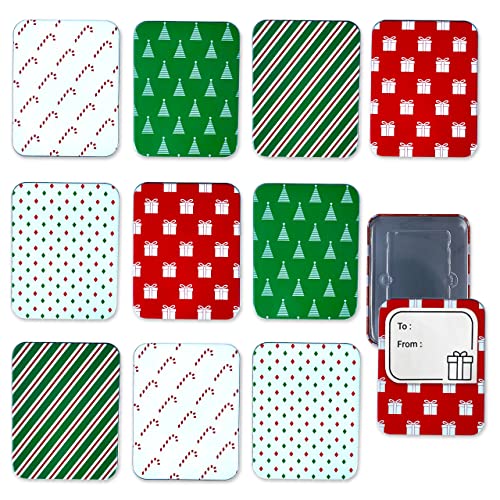 Premium Gift Card Holder Tin Boxes for Christmas - 10 Unique Tins with Lids for Cards & Money - Perfect for Birthday & Any Holiday - Custom Red White Boxed for Easy Gift Giving