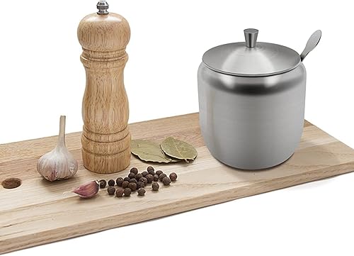 Miniatura 8 de Azucarero de acero inoxidable Tarro de condimento para café, recipiente para condimentos, recipiente de especias con asa Cruet con tapa y cuchara..