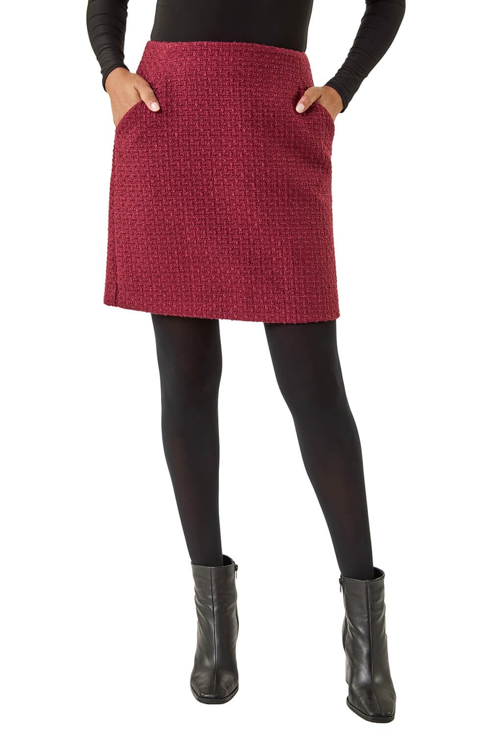 Roman Women's Wine Boucle Textured A-Line Skirt Size 16