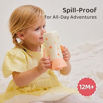 GROSMIMI Stainless Steel Baby Straw Cup, Spill-Proof, 12M+, 6oz (Balloon)