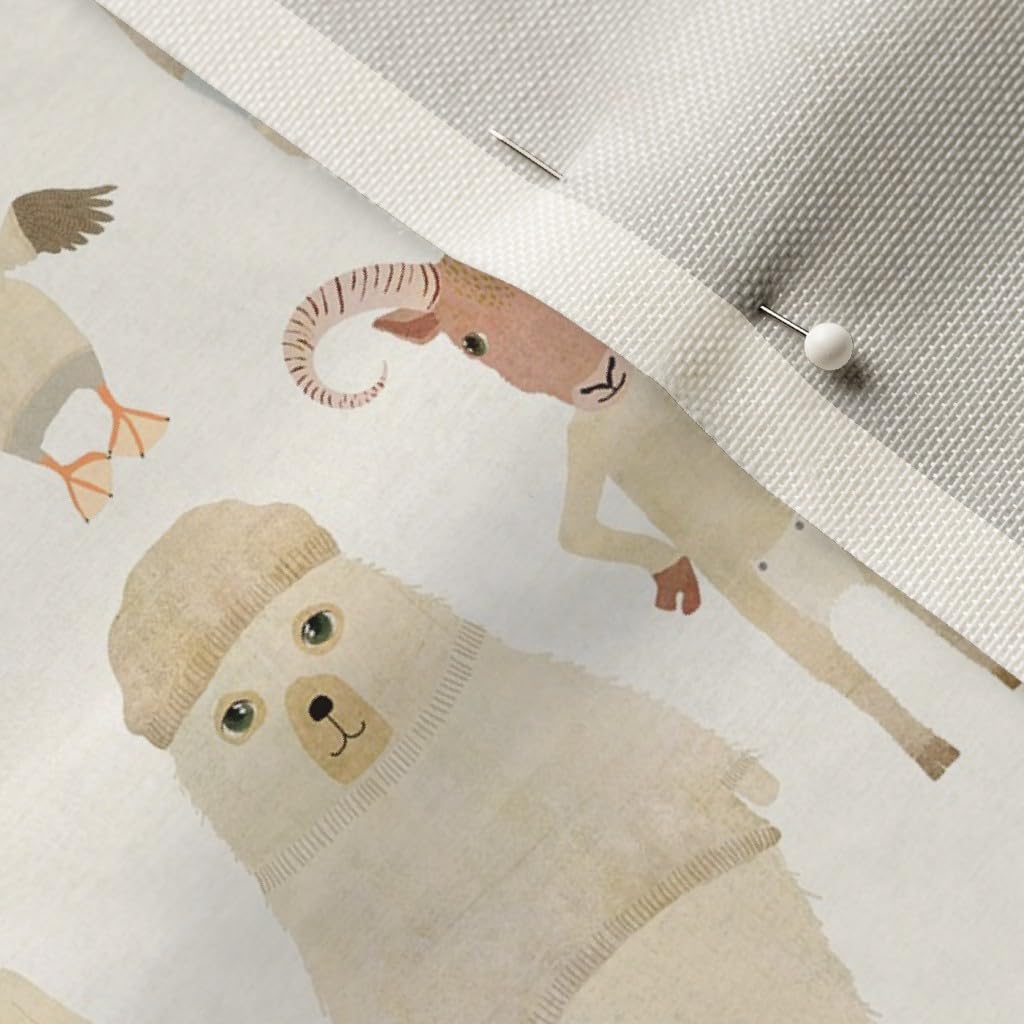 Spoonflower Fabric - Animals Arctic Circle Pale Colors Cute Fox Rabbit Polar Bear Puffin Printed on Upholstery Velvet Fabric Fat Quarter - Upholstery Home Decor Bottomweight Apparel