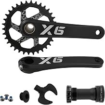 DJC IXF X6 MTB Crankset 3-Bolt Direct Mount 24mm Spindle with BSA Bottom Bracket 6873mm Aluminum Crank Arms with 3mm Offset Narrow Wide Chainring Mountain Bike Crankset 170mm 175mm Black Red