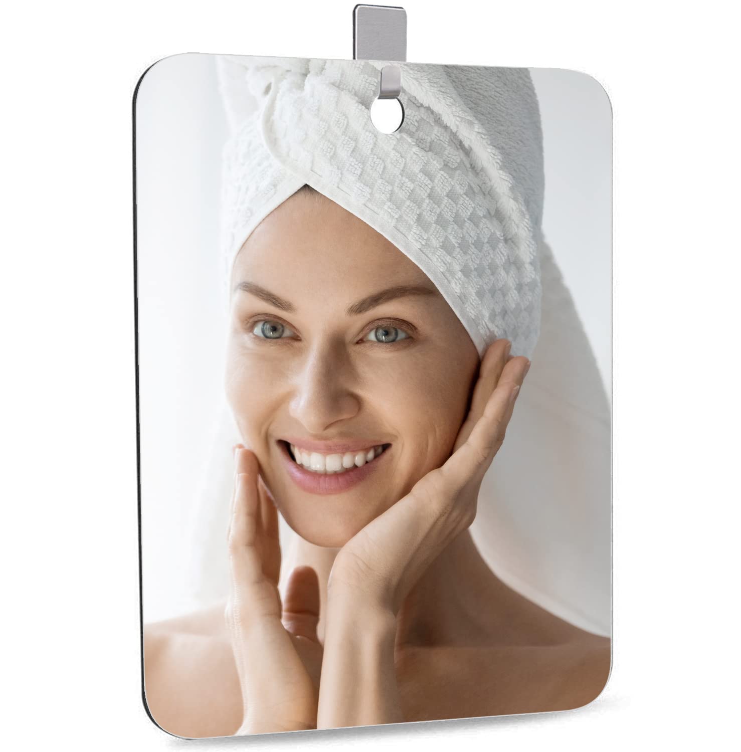 Miroir de rasage de voyage pour le camping et la salle de bain - Petit - 15,2 x 10,2 cm - 1 crochet adhésif