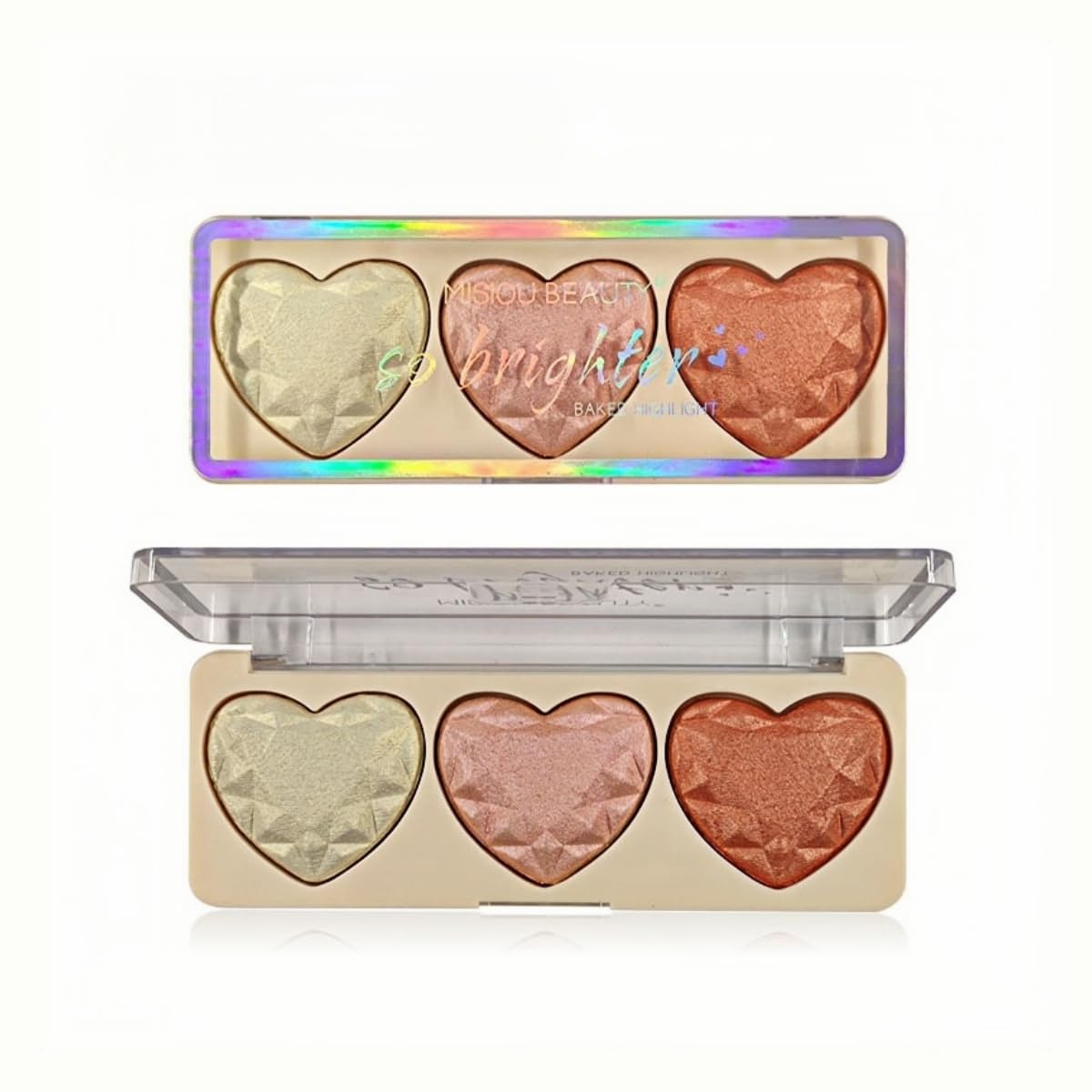 AWDSLUY 3 Color Face Blush Highlighter Palette, Expertly Coordinated Shades, Lightweight, Contour Palette, Professional Makeup Kit (#01, Highlighter)