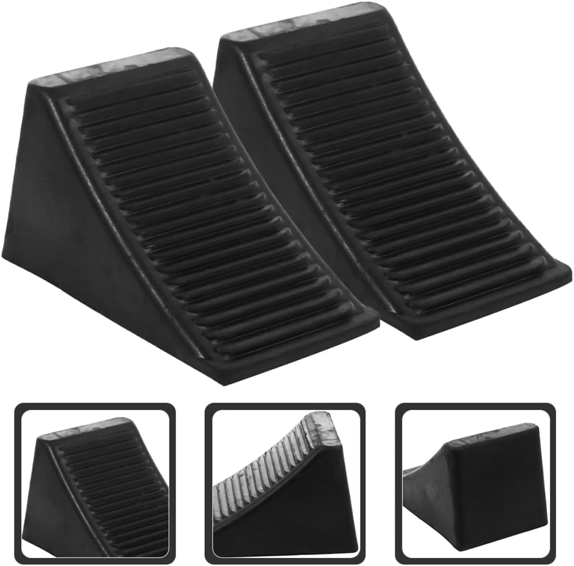 Portable 2-Piece Rubber Wheel Chocks for RVs Trailers and Motorcycles Anti-Slip Tire Stabilizers for Travel and Parking