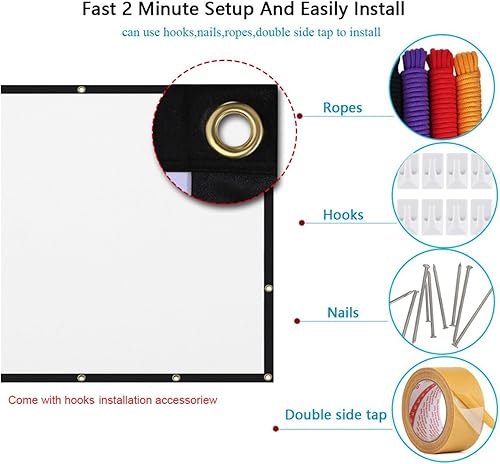 Miniatura 2 de Pantalla de proyector plegable Pantalla de proyección Pantalla de proyección Pantalla de proyector portátil de 100 pulgadas, 120 pulgadas, 150