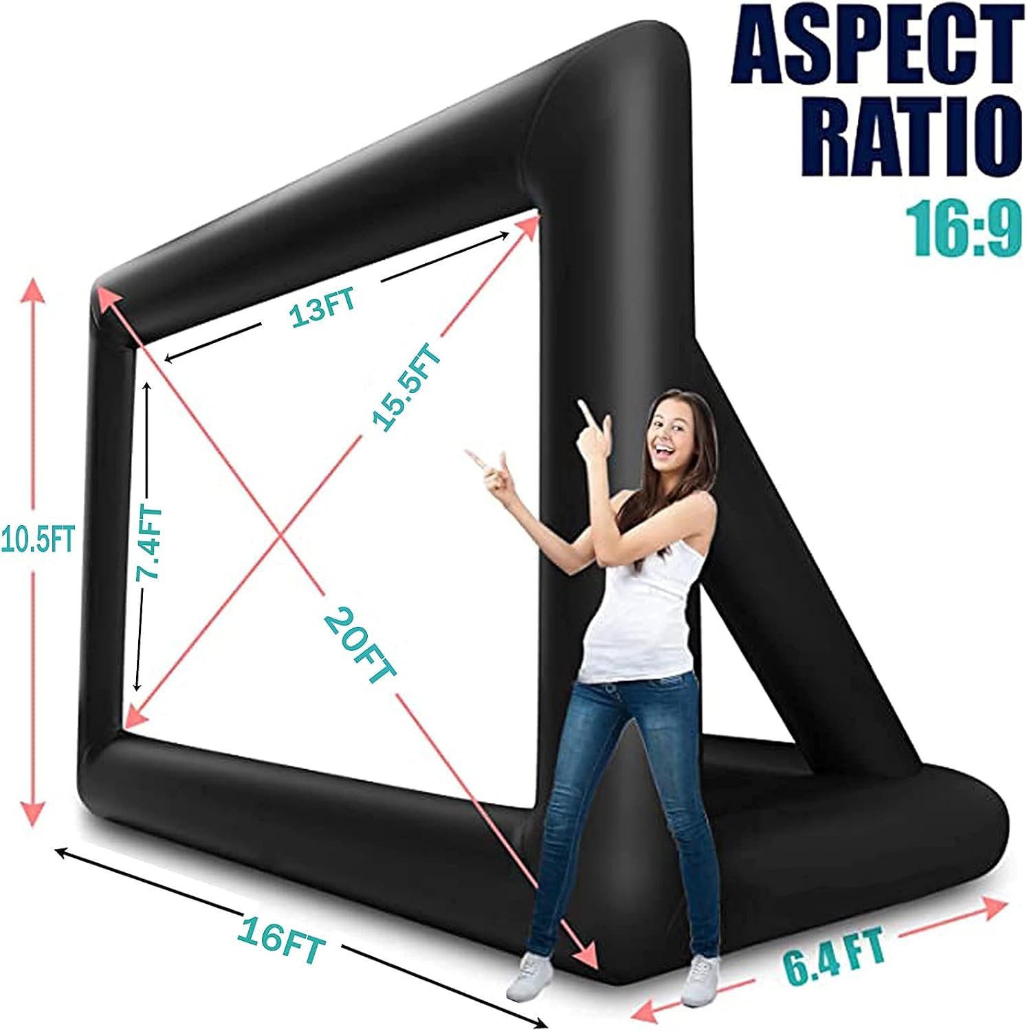 Get Discount Offer GYUEM 20 feet Inflatable Portable Projector Movie Screen - Huge Air-Blown Cinema Projection Screen Package with Rope, Blower,Tent Stakes - Front & Rear Projection,for Outdoor Party Backyard Pool Fun Best Deal Cheap 🛒 GYUEM 20 feet Inflatable Portable Projector Movie Screen - Huge Air-Blown Cinema Projection Screen Package with Rope, Blower,Tent Stakes - Front & Rear Projection,for Outdoor Party Backyard Pool Fun
