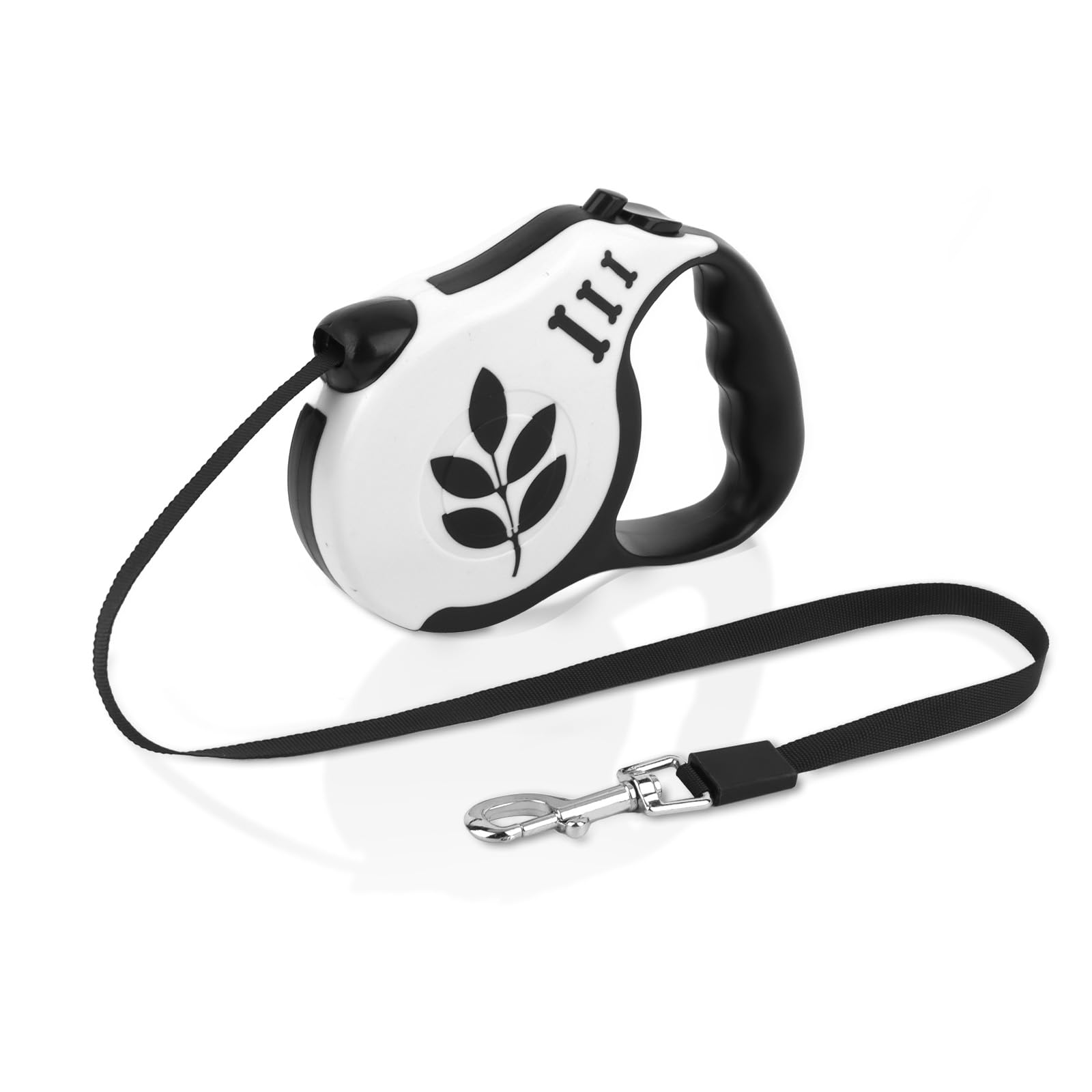Esitrormi 5 m Retractable Dog Lead Black White Leaf Design