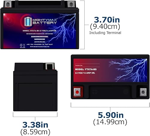 Miniatura 2 de YTX7A-BS - Batería para scooter Gy6 de gasolina, 50 CC 125 CC, paquete de 4