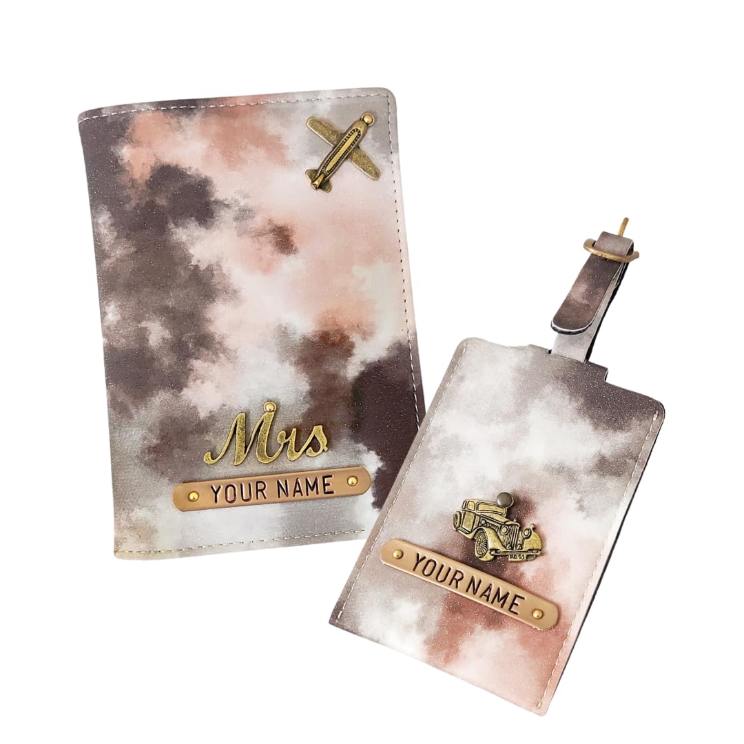 Personalised/Customised Custom Soft Fabric Passport Cover with Luggage Tag / Name Crafted with Charms / Crazyify Floral Rose Printed Big Size Passport Cover with Travel Luggage Tag for Bag/Identification Tag/Briefcase Tag/Multipurpose Passport Holder (Set of 2)-image-39