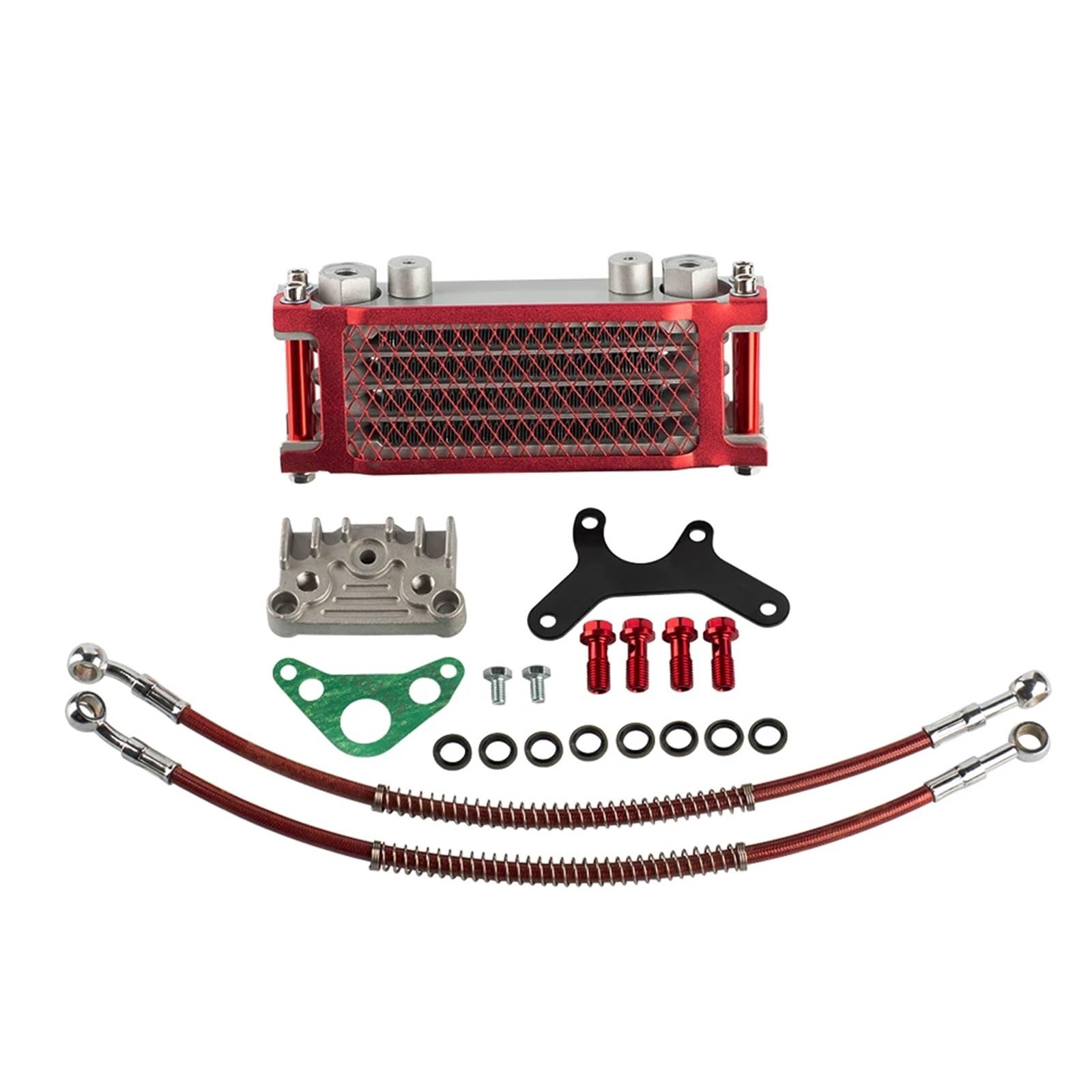 Chłodnica silnika Dla 50cc-140cc Pit motor terenowy skuter motorower Motocross motocykl chłodnica oleju zestaw chłodnicy Chłodnica Oleju(50CC-REDBLACK)