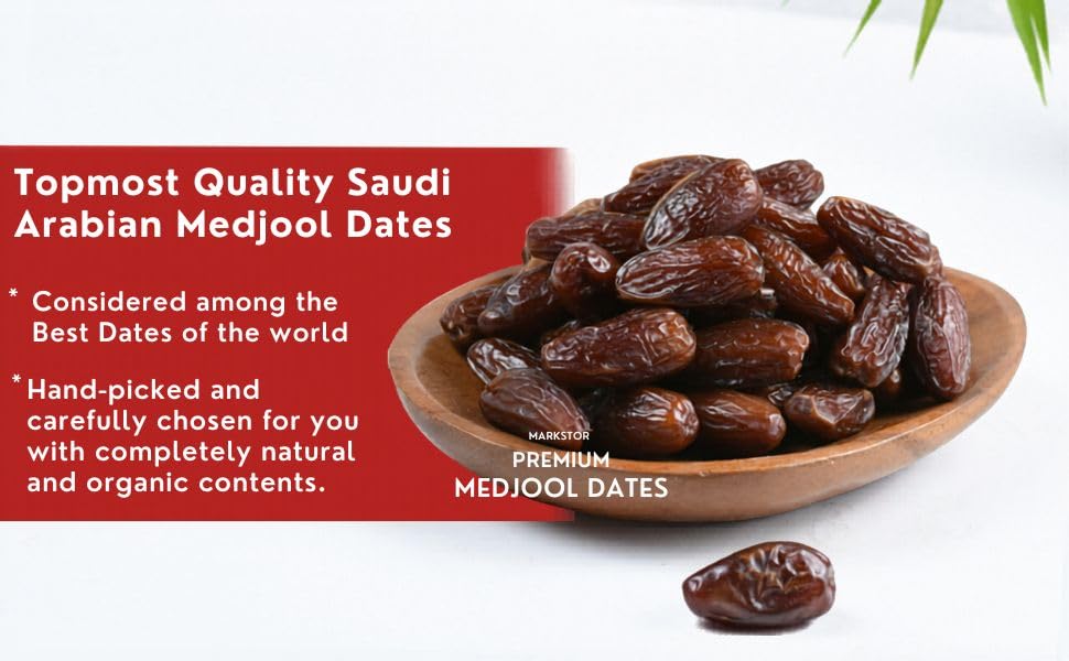 Image of Markstor Fresh Premium Medjool - King of Dates - 1 Kg [500g x 2] - Topmost Medjool graded A Plus