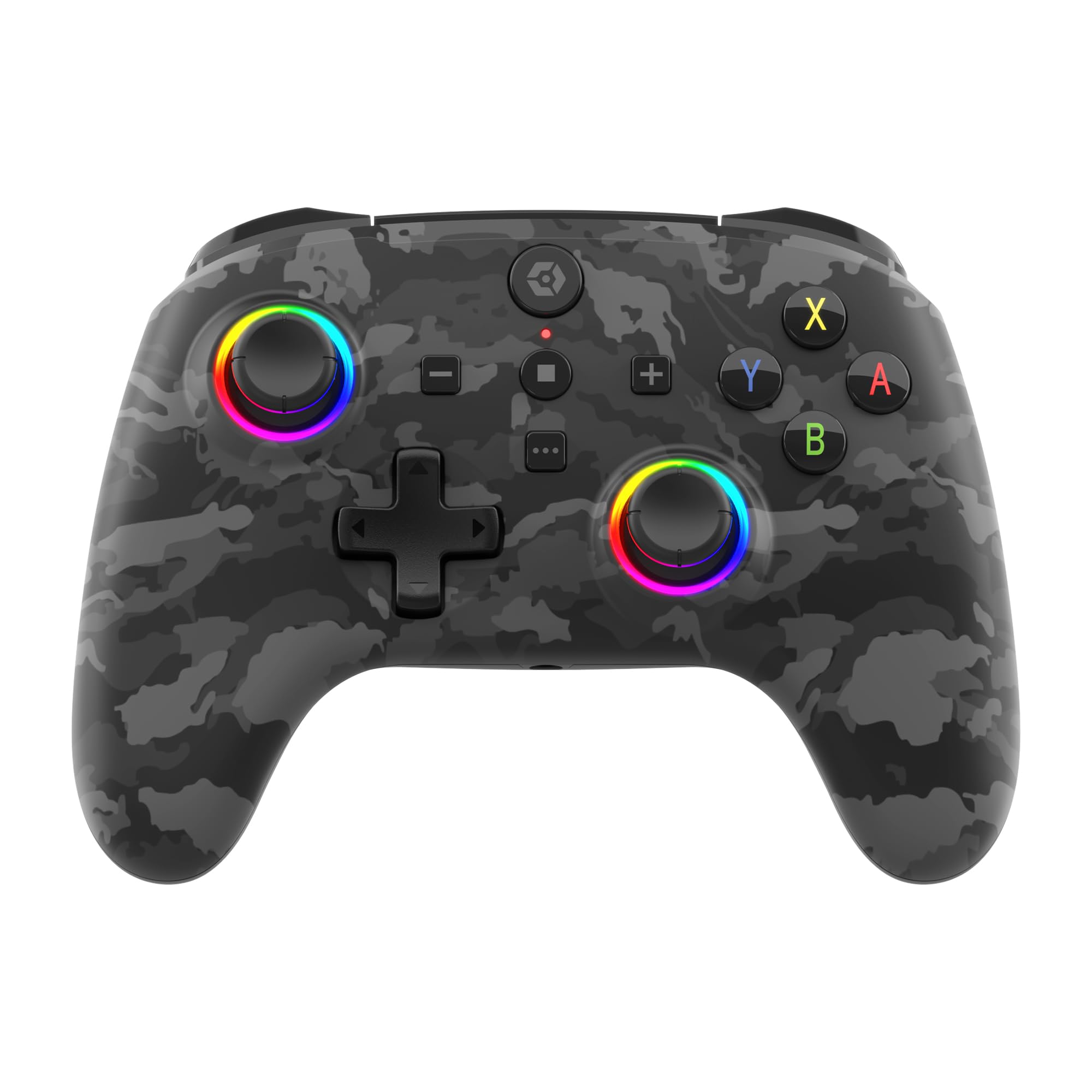 Gioteck WX5+ Dark Camo - Wireless Controller for Nintendo Switch 2 - Chat Menu Button - Hall Effect Thumbs and Triggers - Customisable RGB - Programmable Back Buttons