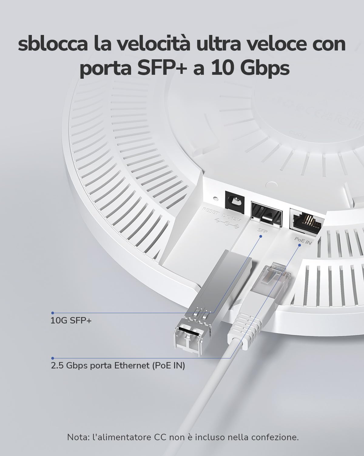 Cudy BE6500 Access Point Wi-Fi 7 Tri-Band a Soffitto, AP6500 | 5765+688 Mbps, 130 m², 200+ Client, Captive Portal, 10G SFP+, 1x 2.5GbE, Cloud, VPN, Multi-SSID