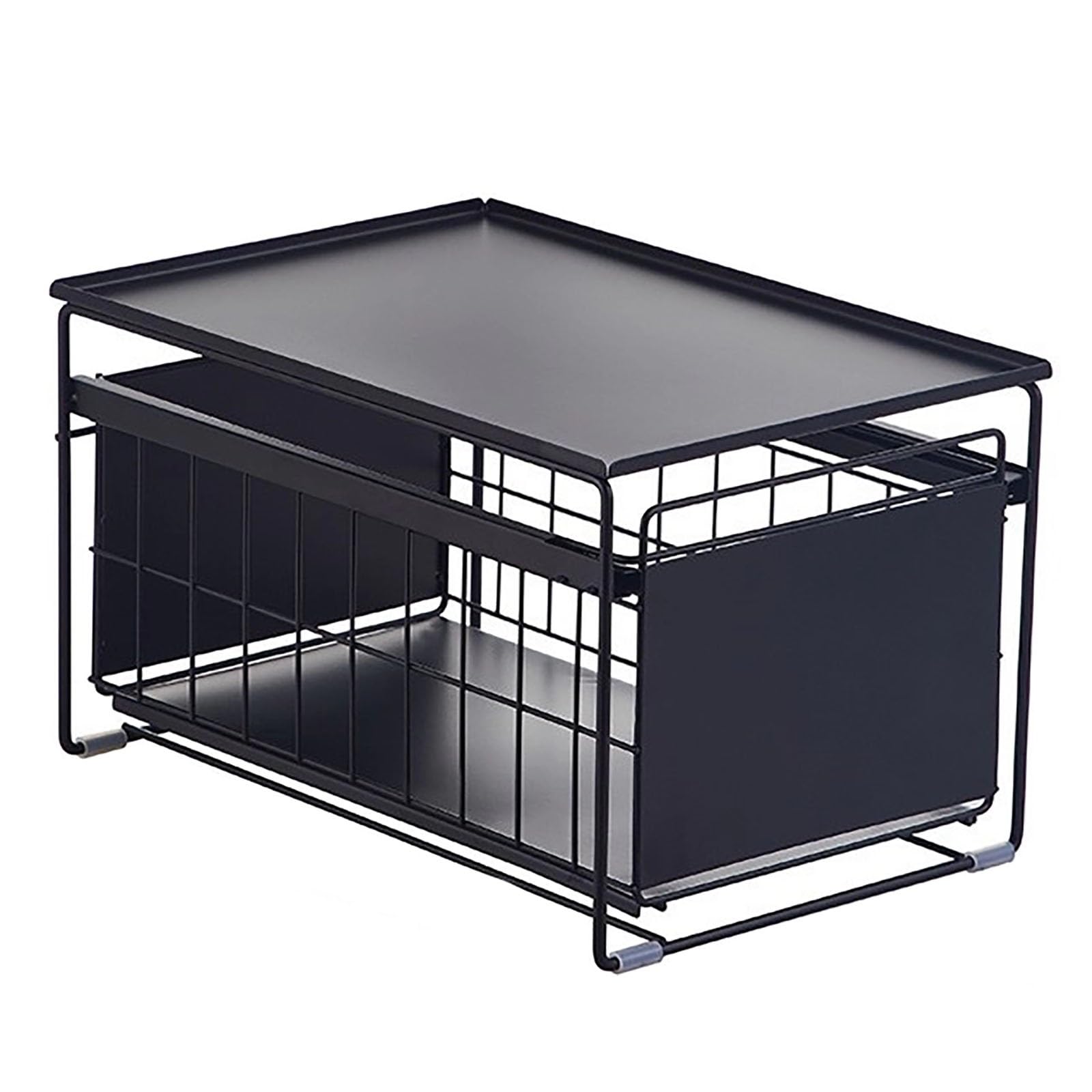 Scaffali Portaoggetti da Cucina, Scaffali Portaoggetti Sottolavello, Organizer Detersivi, Mobili Estraibili, Contenitori da Banco, per Cucina e Bagno(Black)