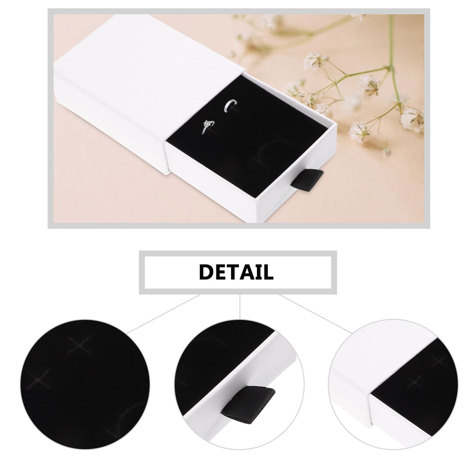 CANIGHT Carta Bianca Scatola Gioielli a Cassetto 20 Pezzi per Regalo | Design Semplice e Generoso, Apertura Facile, per Conservare Anelli, Orecchini, Collane e Bracciali