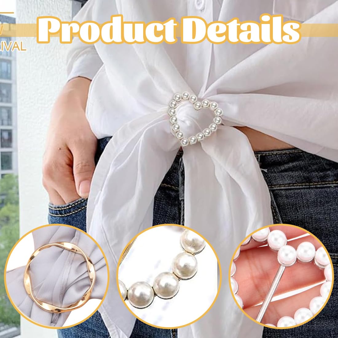 Lot De 5 Pinces À T-Shirt, Broches Pour Vêtements Anneau Pour Tissu Pinces À Cravate Pour T-Shirts Circulaires,Clip Circulaire En Métal Tendance Pour Vêtements Pour Femmes